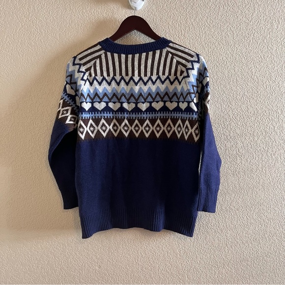 Cellabie Fair Isle Blue Sweater Cardigan Size Large - Picture 6 of 9